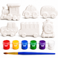 Vehicle Car/Train/Bus Painting Kit for Kids, 6 Figures, 6 Paints & Brush