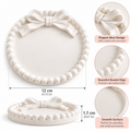 Decorative Concrete Trinket Tray with Bow Design, Round Jewellery Dish for Rings, Earrings, Necklaces, Keys & Small Accessories, Elegant Vanity Organizer for Bedroom and Dressing Table