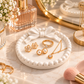 Decorative Concrete Trinket Tray with Bow Design, Round Jewellery Dish for Rings, Earrings, Necklaces, Keys & Small Accessories, Elegant Vanity Organizer for Bedroom and Dressing Table