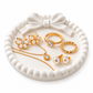 Decorative Concrete Trinket Tray with Bow Design, Round Jewellery Dish for Rings, Earrings, Necklaces, Keys & Small Accessories, Elegant Vanity Organizer for Bedroom and Dressing Table