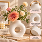 Concrete Flower Vase, Modern Donut Shape Decorative Vase for Home Decor, Minimalist Sculptural Flower Holder for Living Room, Bedroom, Office & Table Decoration