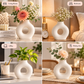 Concrete Flower Vase, Modern Donut Shape Decorative Vase for Home Decor, Minimalist Sculptural Flower Holder for Living Room, Bedroom, Office & Table Decoration