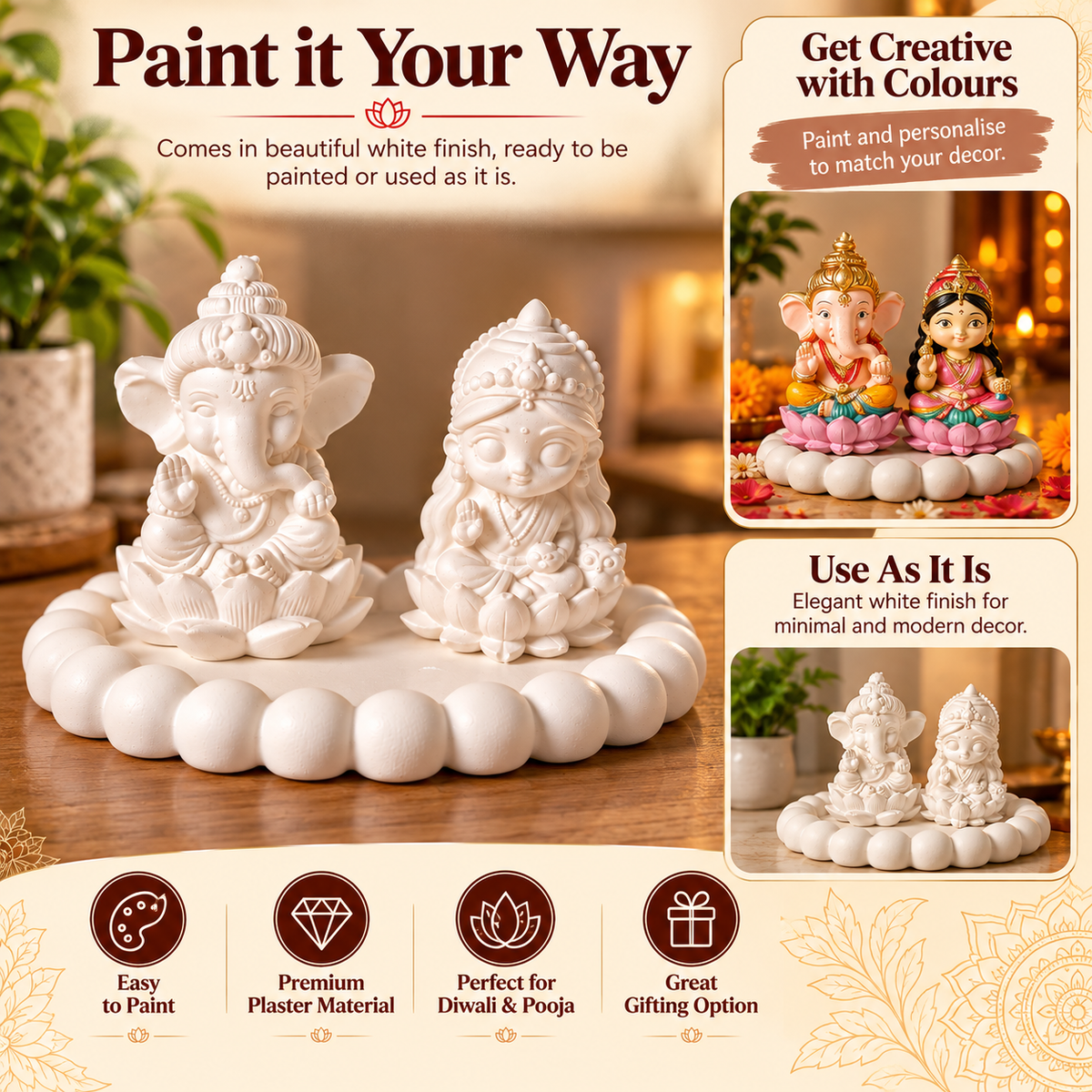 Diy Diwali kit Ganesha Laxmi with Bubble  Tray