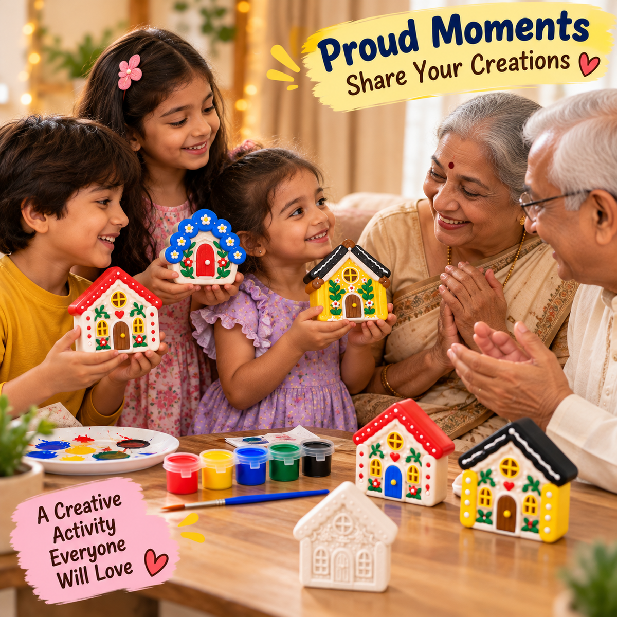 DIY Gypsum House Painting Kit for Kids, Miniature Home