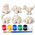 DIY Dinosaur Painting Kit for Kids with 6 White Dinosaur Models, 12 Color Paint Pots & Paint Brush | Creative Art & Craft Activity Set for Kids